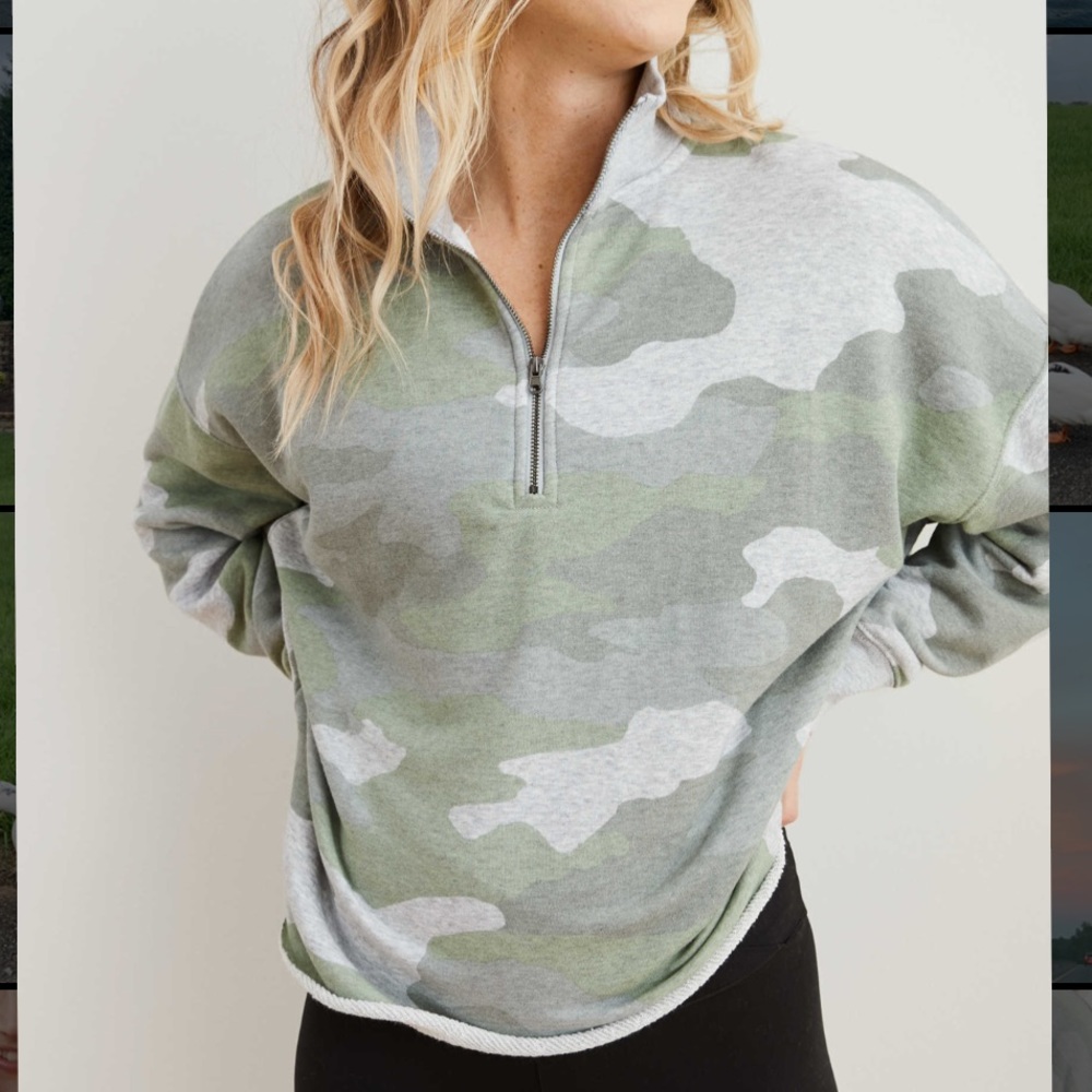 NWT Aerie Sunday Soft Camo Quarterzip
